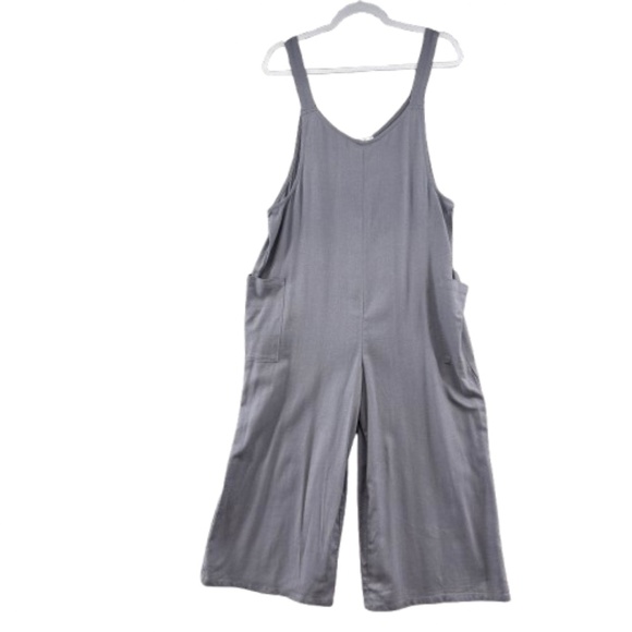 Hunter & Brown Linen Blend Lagenlook Wide Leg Jumpsuit Overalls Gray Small - Picture 3 of 15